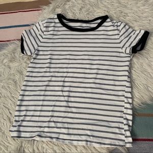 white striped tee with velvet lining